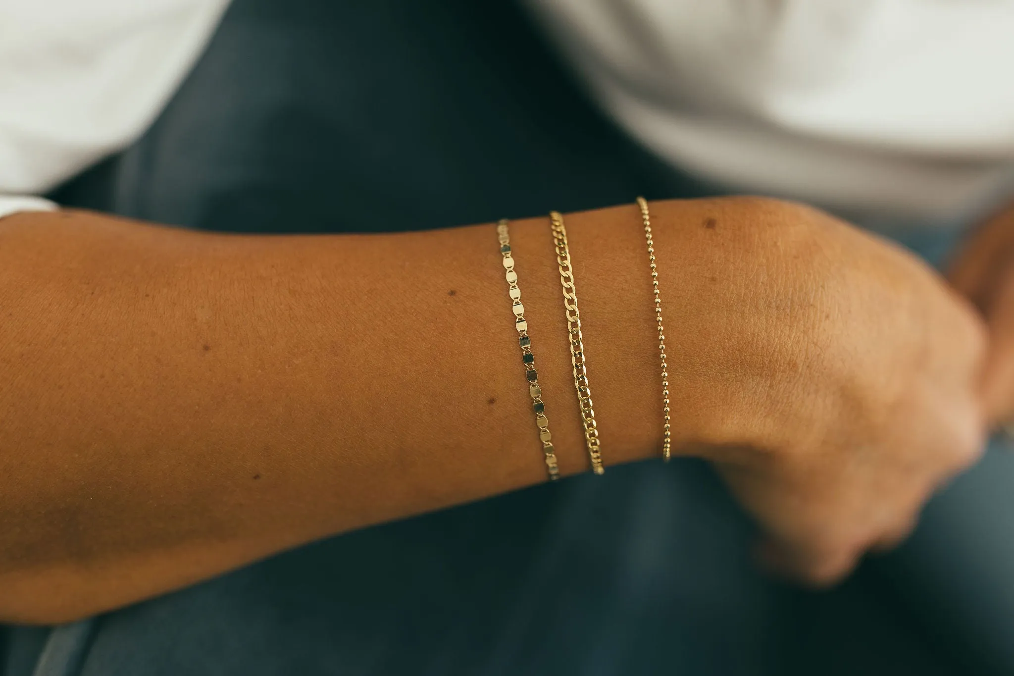 10K Gold Flat Mirror Chain Bracelet