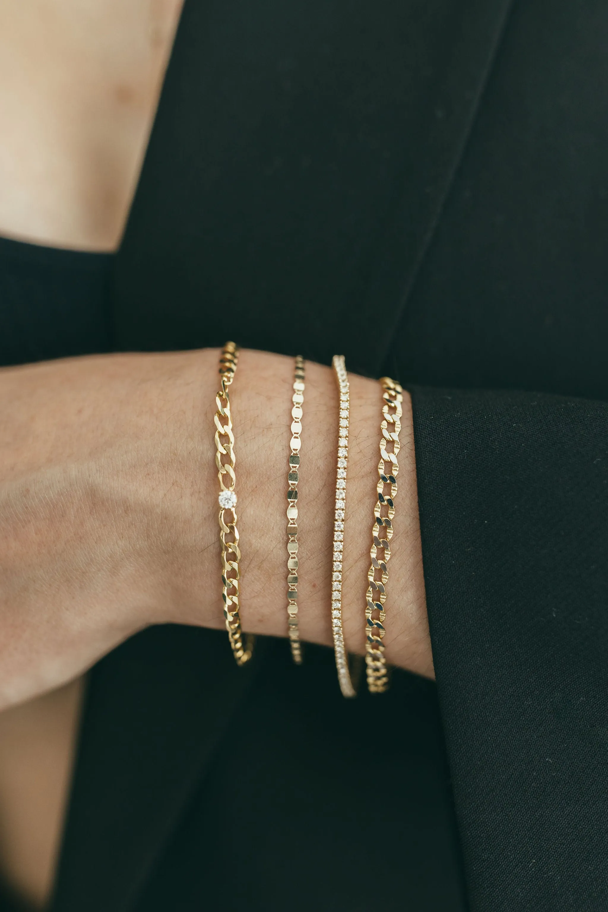 10K Gold Flat Mirror Chain Bracelet