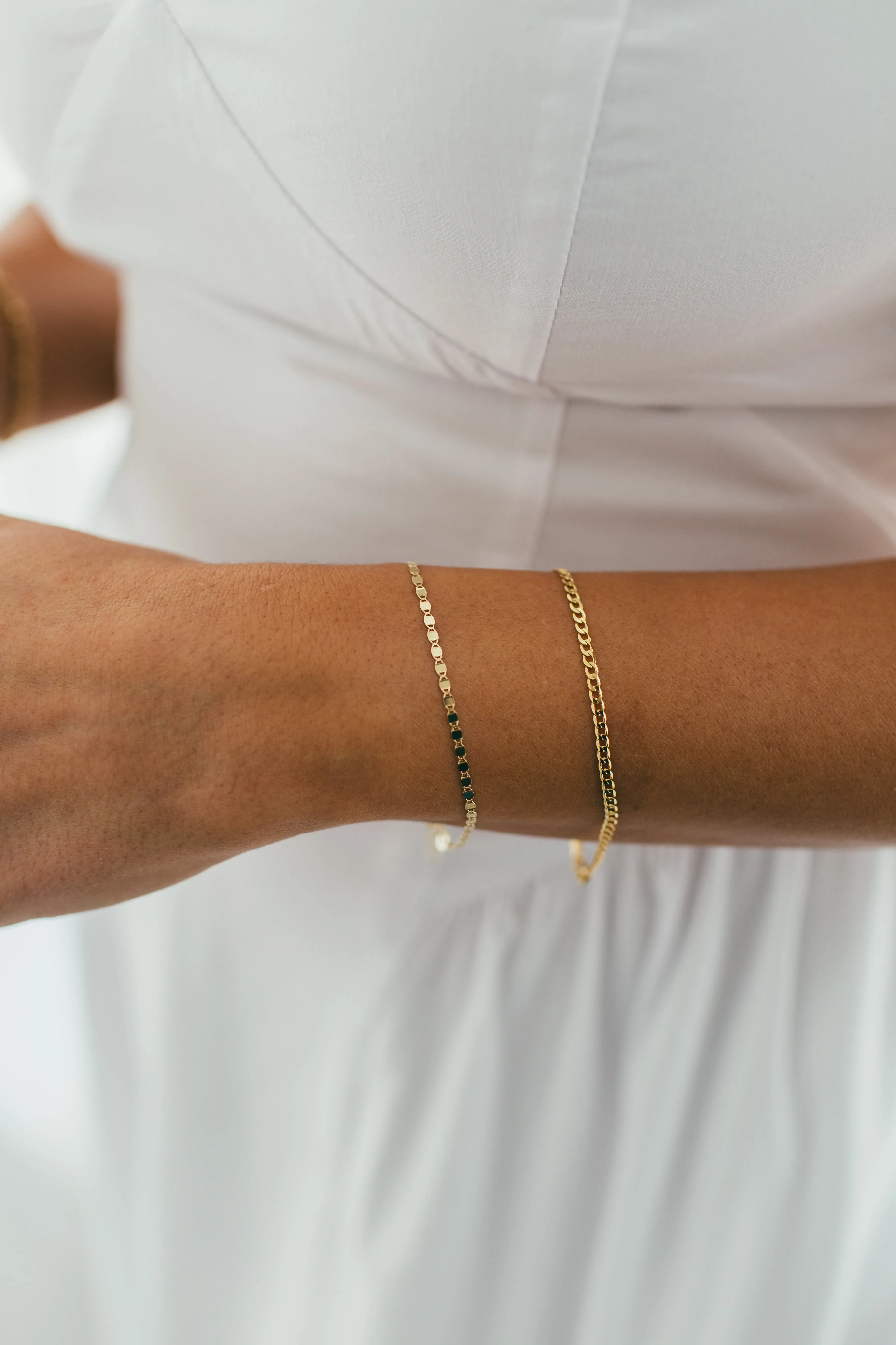 10K Gold Flat Mirror Chain Bracelet