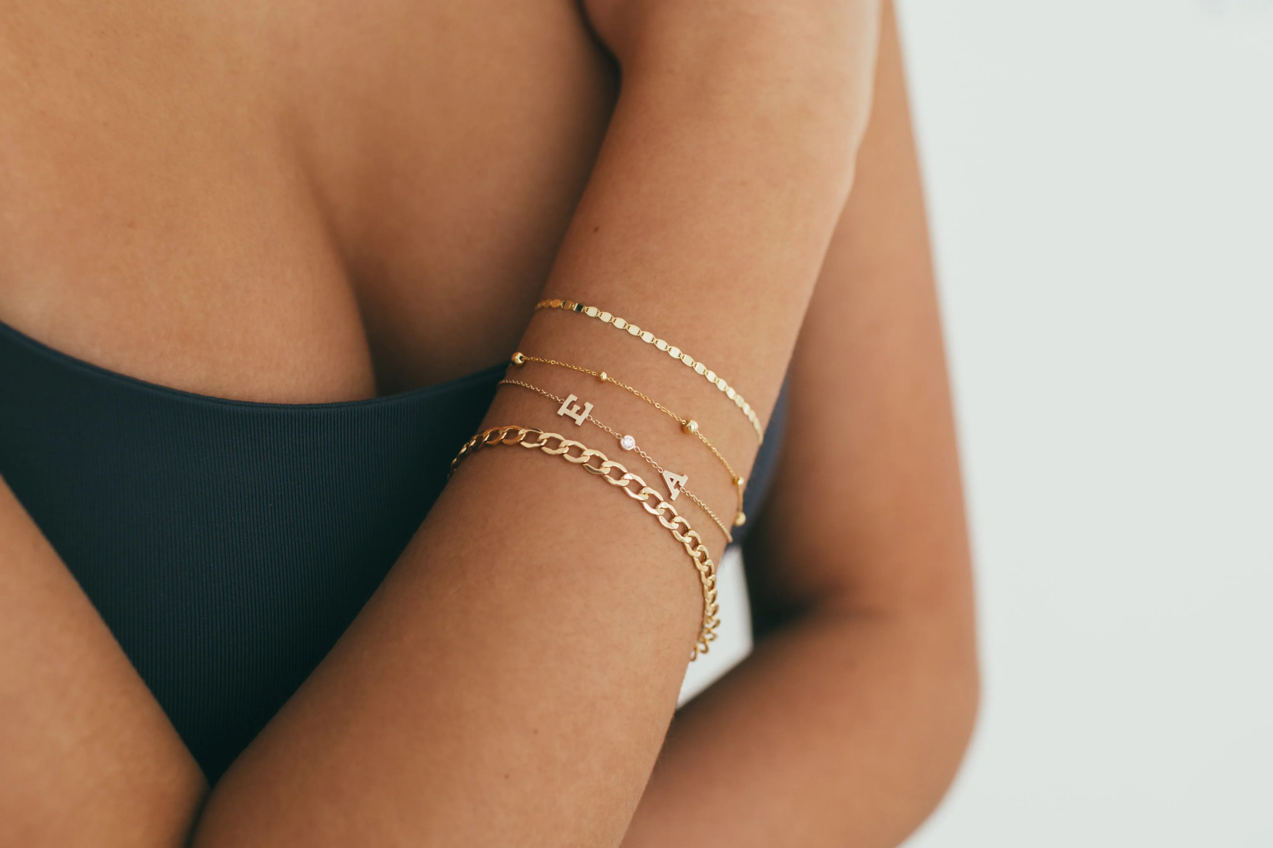 10K Gold Flat Mirror Chain Bracelet