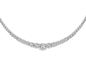 14k White Gold 7.63Ct Graduated Diamond Tennis Necklace with 184 Diamonds