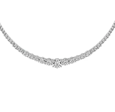 14k White Gold 7.63Ct Graduated Diamond Tennis Necklace with 184 Diamonds