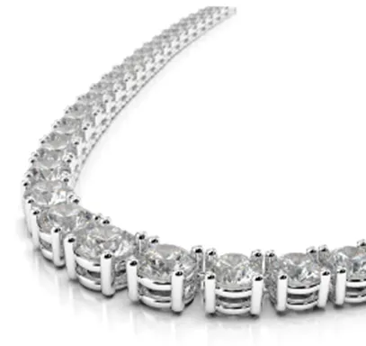 14k White Gold 7.63Ct Graduated Diamond Tennis Necklace with 184 Diamonds
