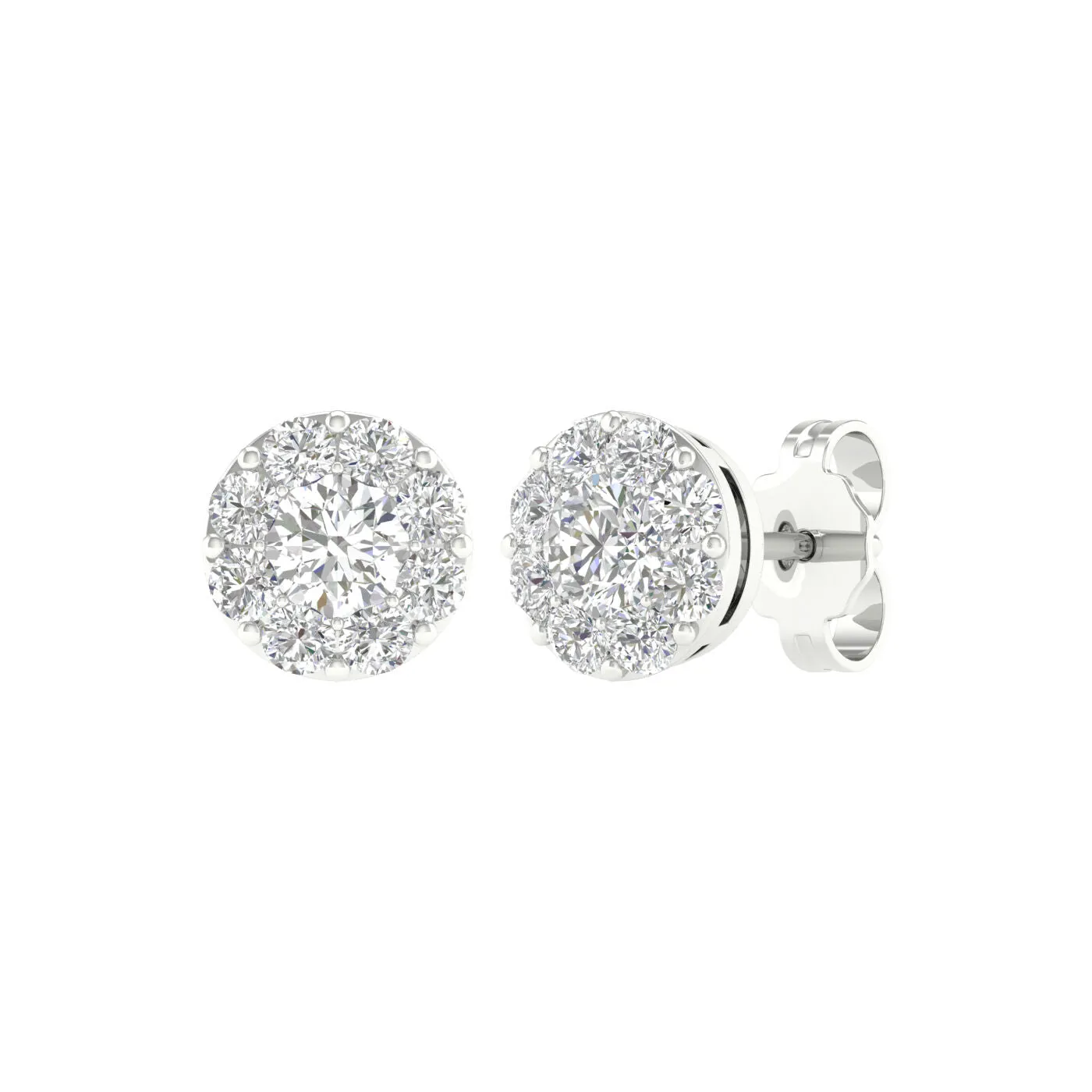 14K White Gold Lab Grown Diamond Halo Stud Earrings