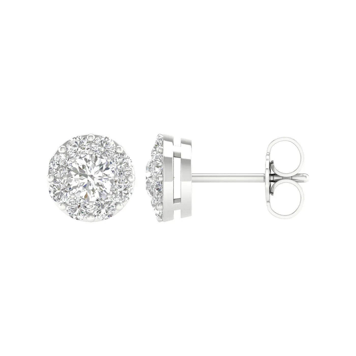 14K White Gold Lab Grown Diamond Halo Stud Earrings