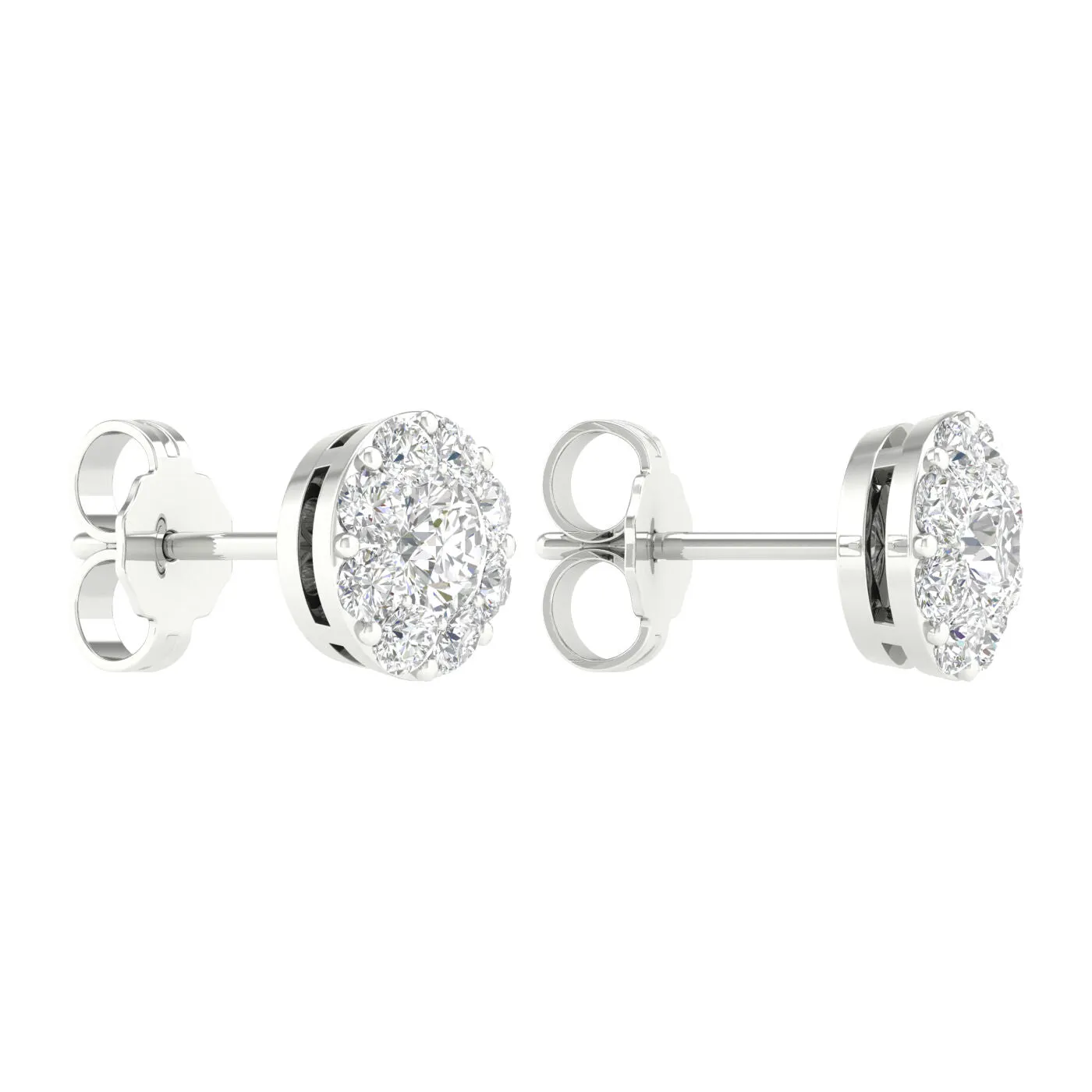 14K White Gold Lab Grown Diamond Halo Stud Earrings