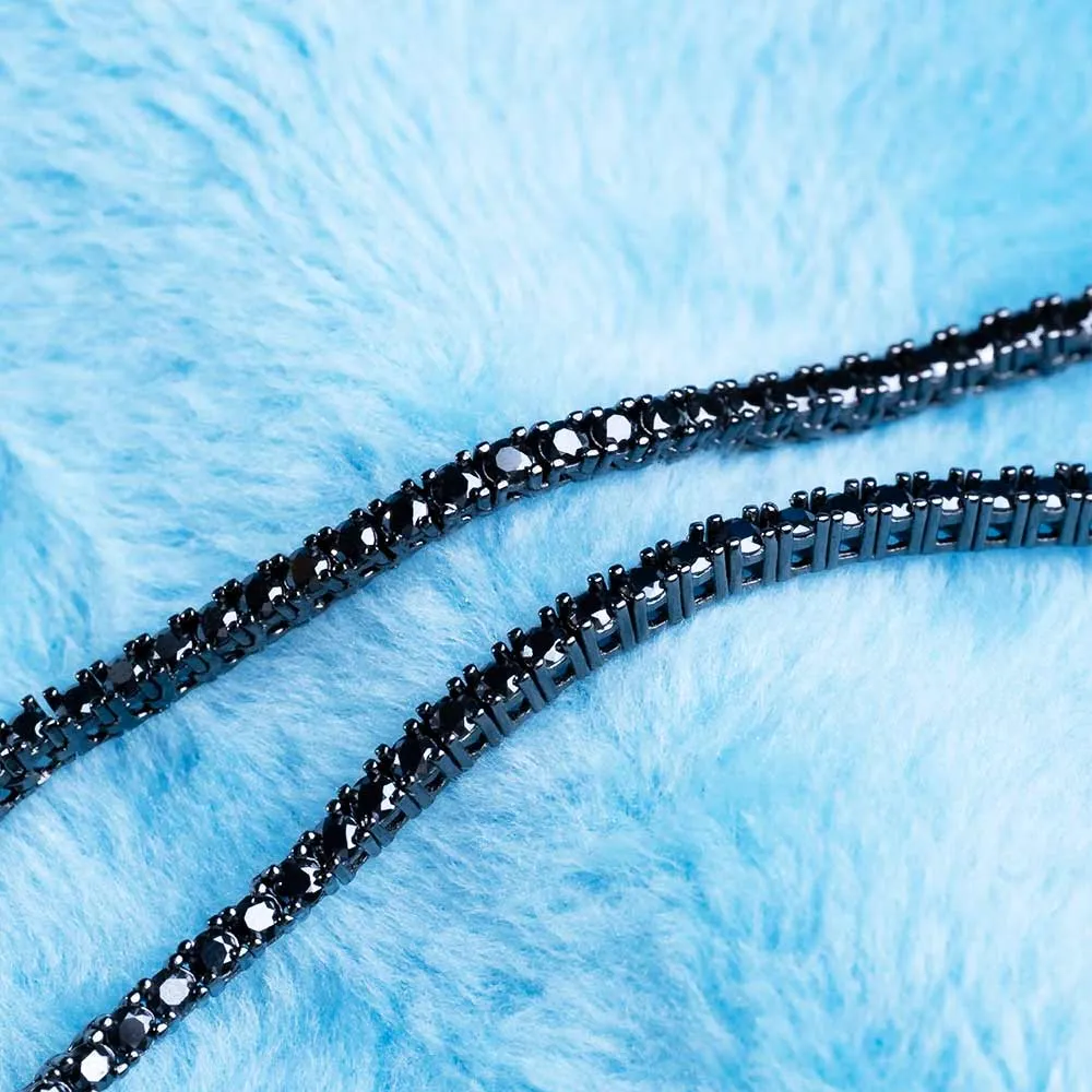 2MM Black Moissanite Tennis Chain 14K Black Gold