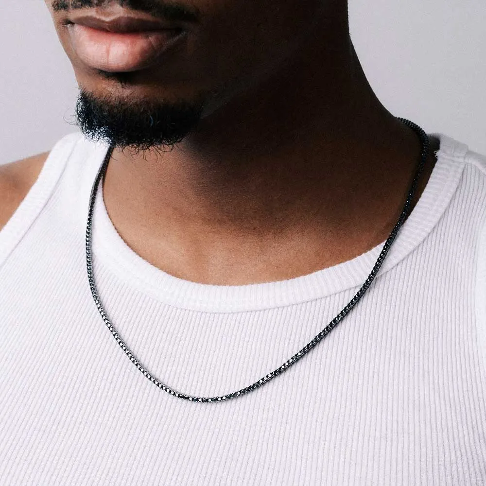 2MM Black Moissanite Tennis Chain 14K Black Gold