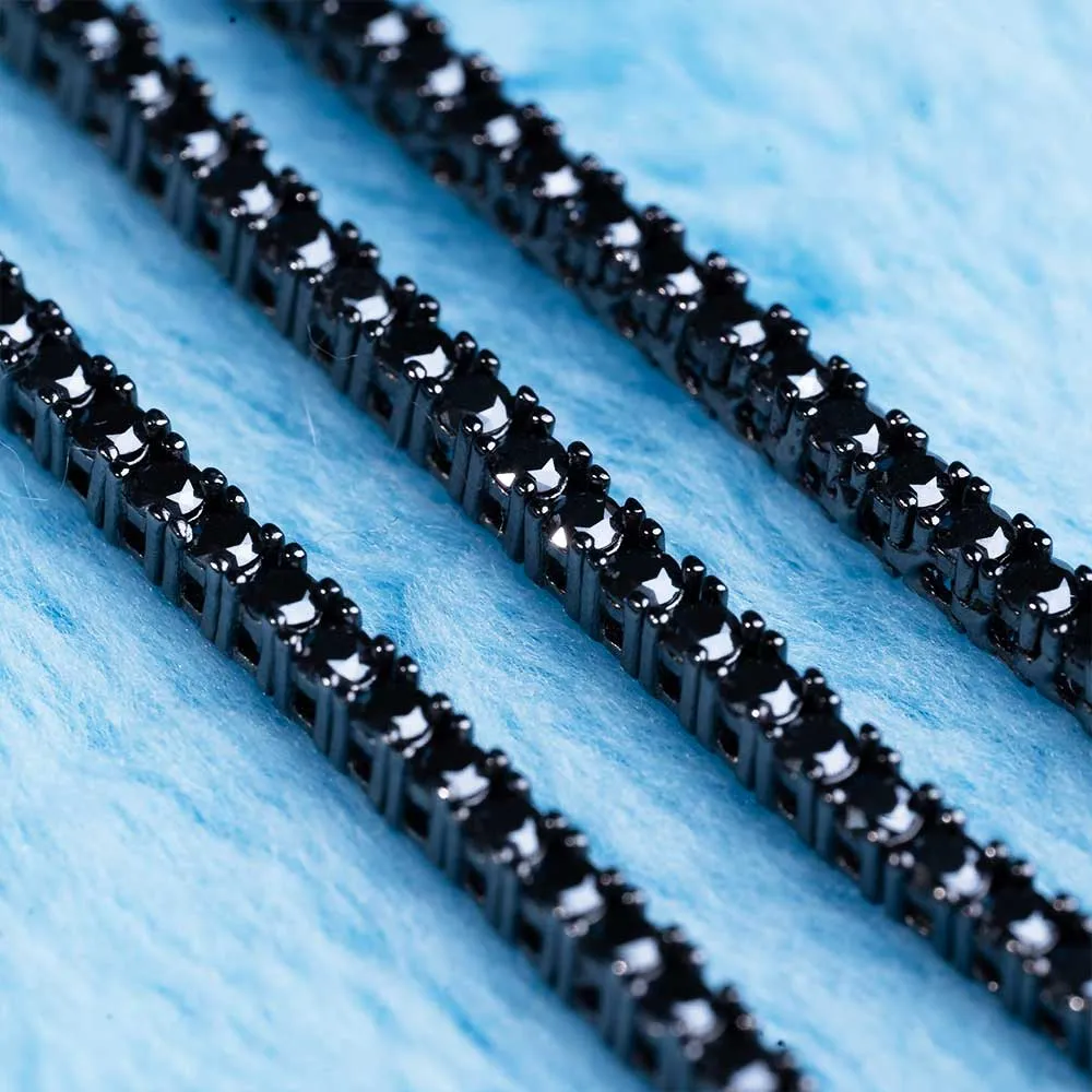 2MM Black Moissanite Tennis Chain 14K Black Gold