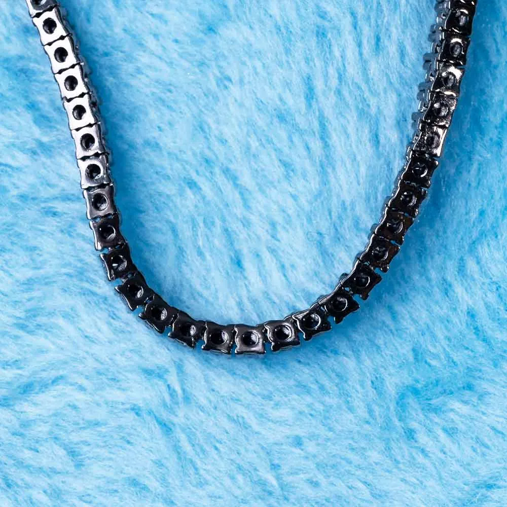 2MM Black Moissanite Tennis Chain 14K Black Gold