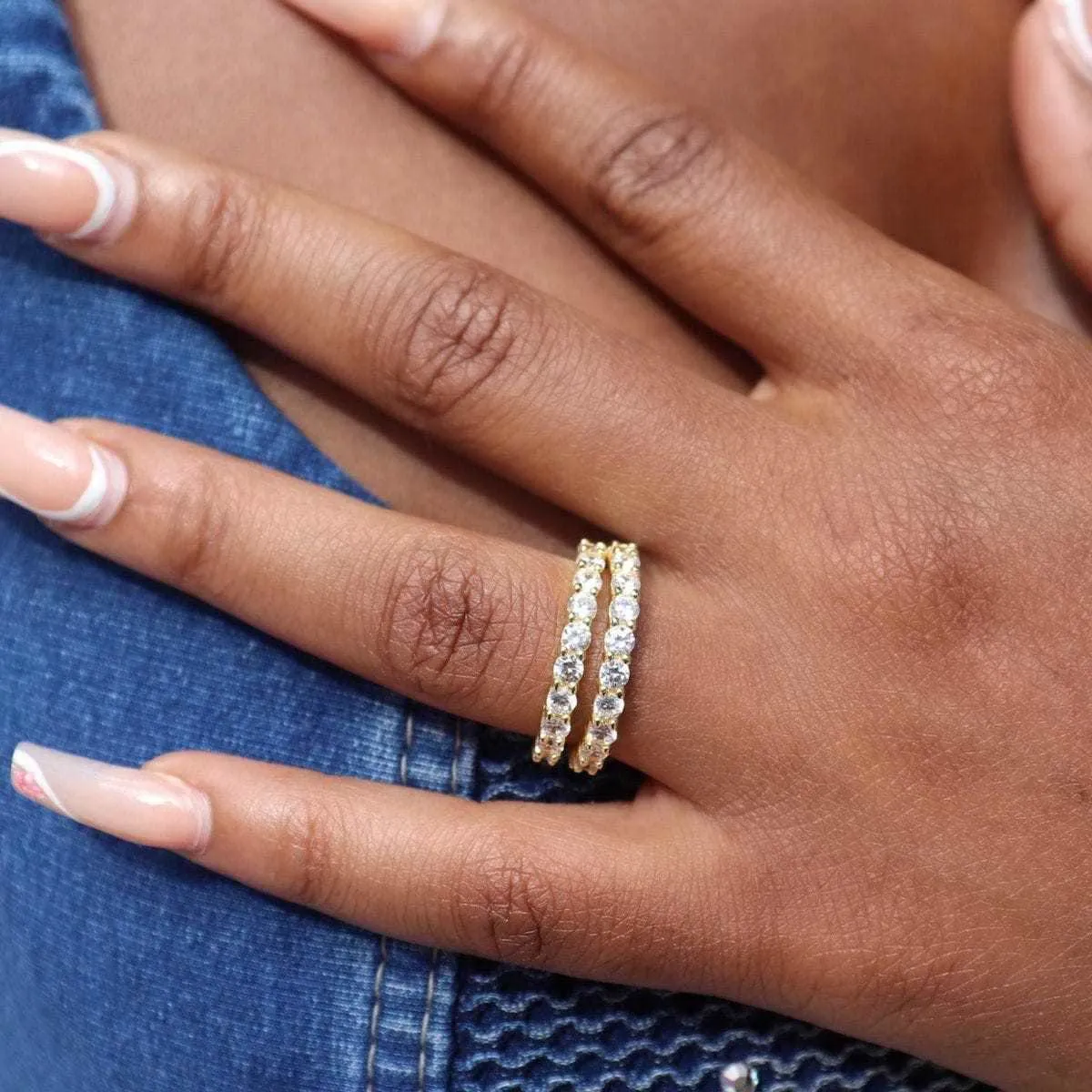 2mm Eternity Band Ring in Yellow Gold Vermeil
