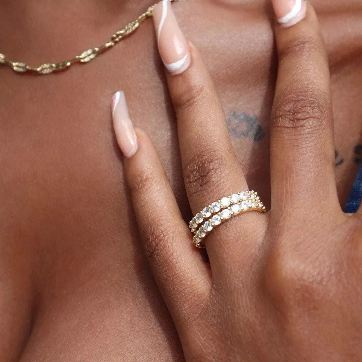 2mm Eternity Band Ring in Yellow Gold Vermeil
