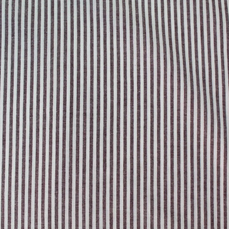 70CM REMNANT Chambray Cotton - Mulberry - Stripe