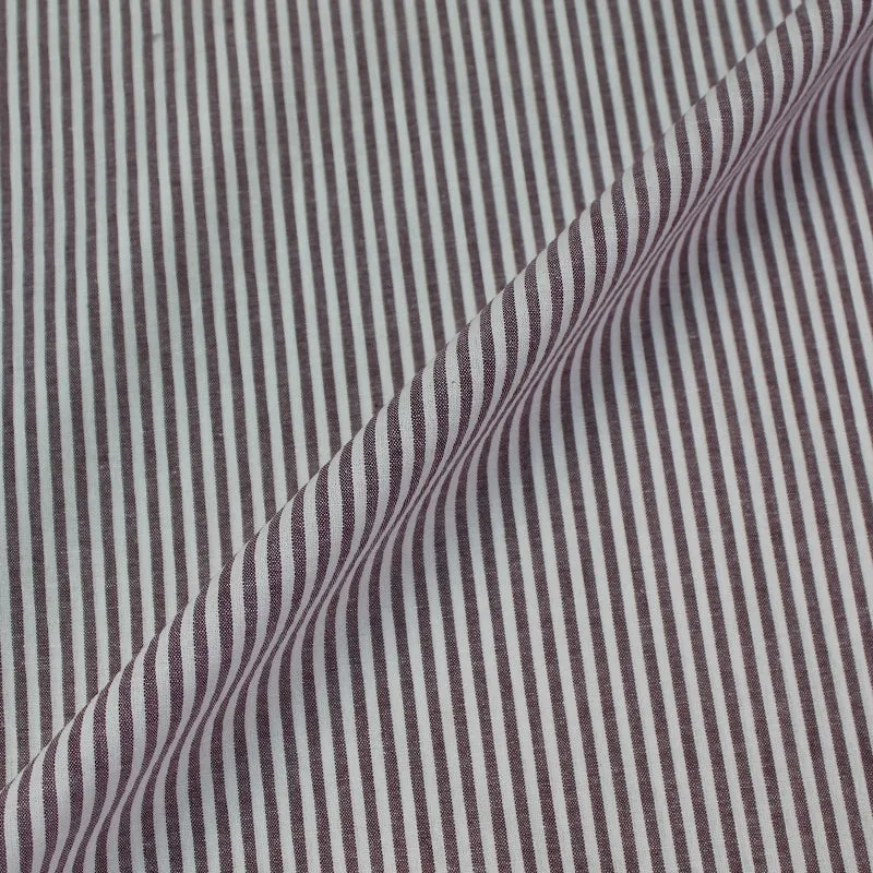 70CM REMNANT Chambray Cotton - Mulberry - Stripe