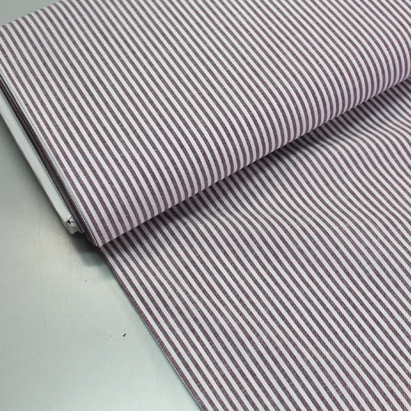 70CM REMNANT Chambray Cotton - Mulberry - Stripe