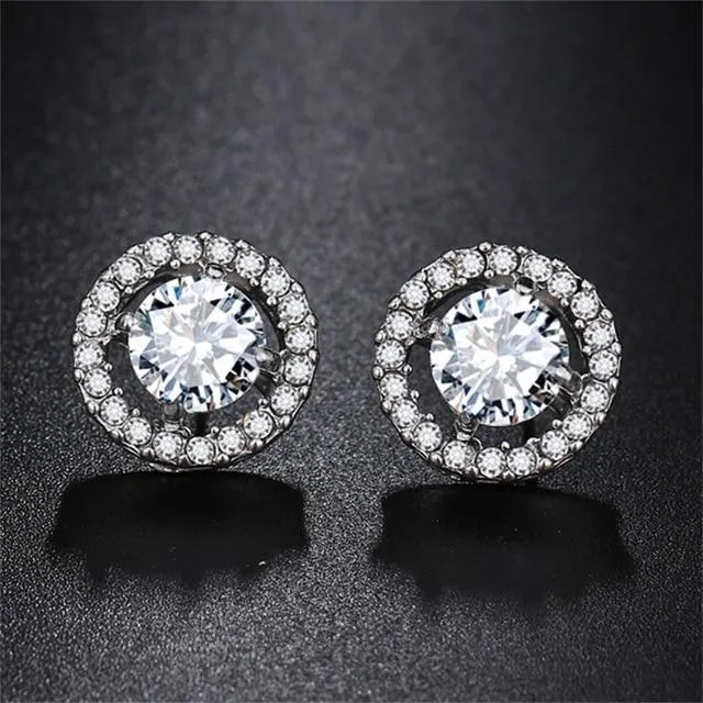925 Sterling Silver 2 Carat Cubic Zirconia Fashion Stud Earrings for Women