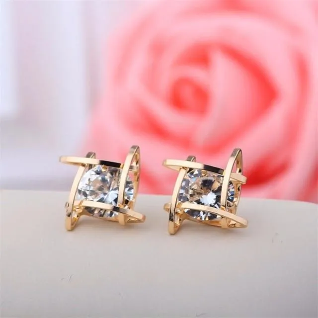 925 Sterling Silver 2 Carat Cubic Zirconia Fashion Stud Earrings for Women