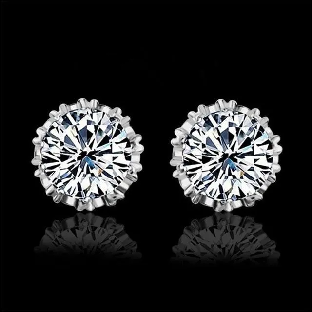 925 Sterling Silver 2 Carat Cubic Zirconia Fashion Stud Earrings for Women