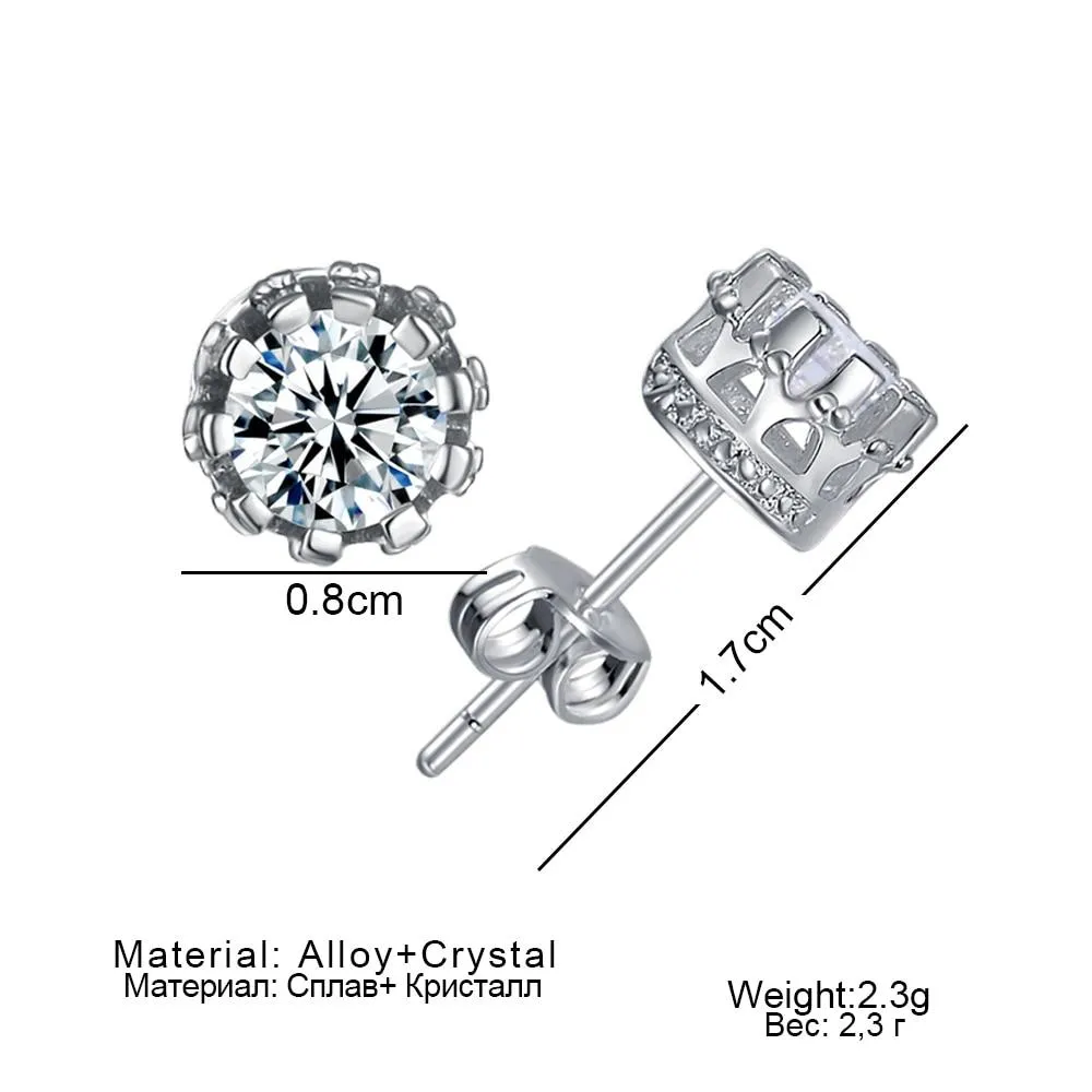 925 Sterling Silver 2 Carat Cubic Zirconia Fashion Stud Earrings for Women