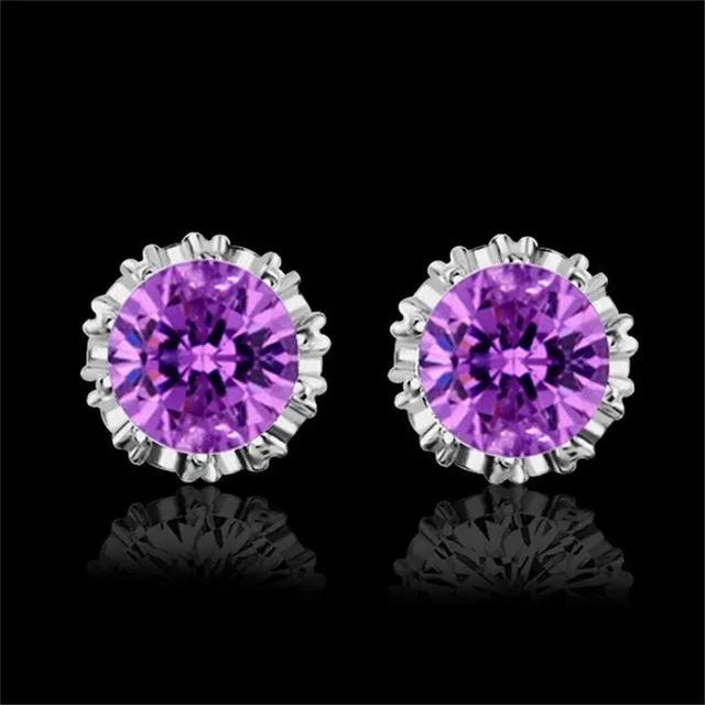 925 Sterling Silver 2 Carat Cubic Zirconia Fashion Stud Earrings for Women