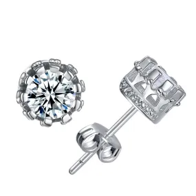 925 Sterling Silver 2 Carat Cubic Zirconia Fashion Stud Earrings for Women