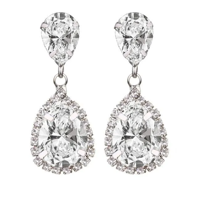 925 Sterling Silver 2 Carat Cubic Zirconia Fashion Stud Earrings for Women