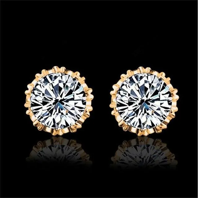 925 Sterling Silver 2 Carat Cubic Zirconia Fashion Stud Earrings for Women