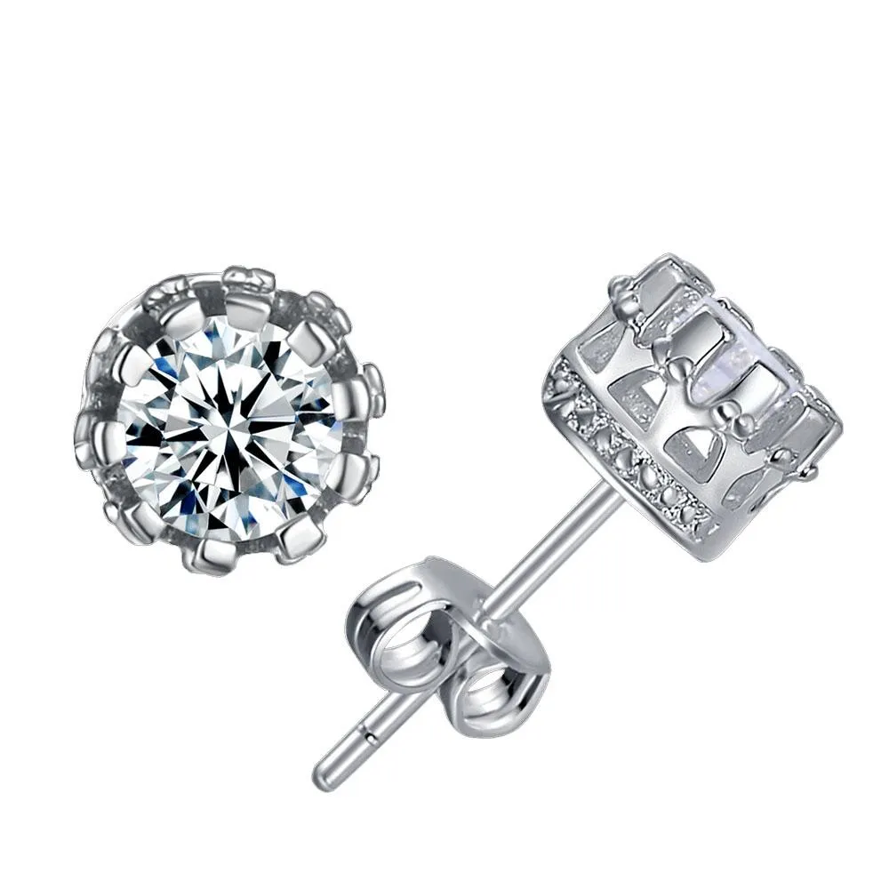 925 Sterling Silver 2 Carat Cubic Zirconia Fashion Stud Earrings for Women
