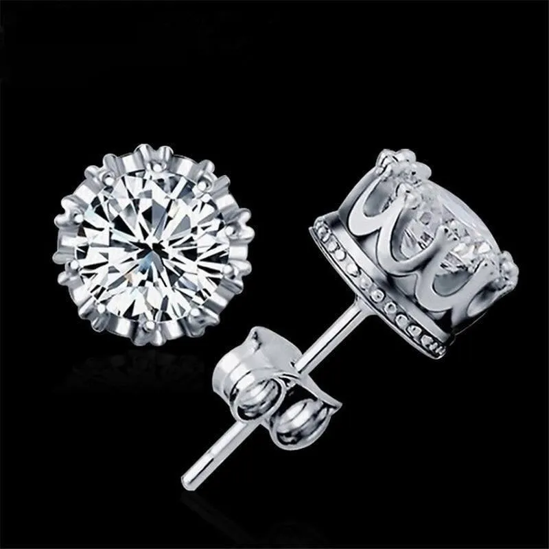925 Sterling Silver 2 Carat Cubic Zirconia Fashion Stud Earrings for Women