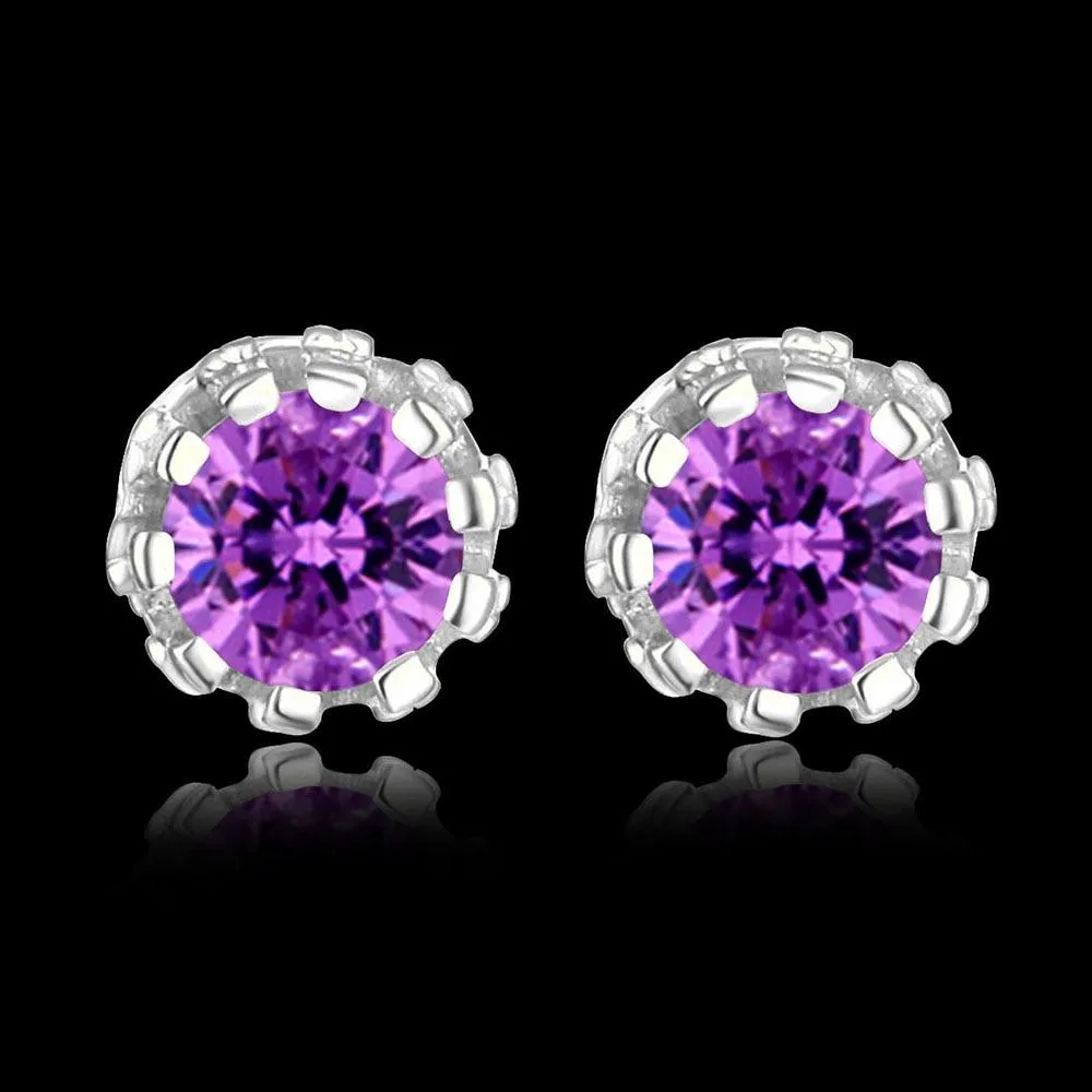 925 Sterling Silver 2 Carat Cubic Zirconia Fashion Stud Earrings for Women