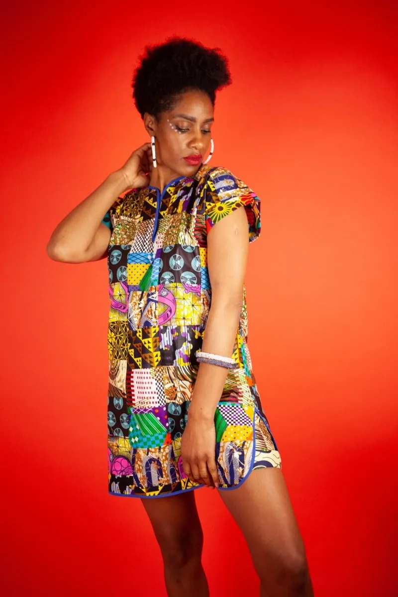 African Dress In Crazy Patchwork