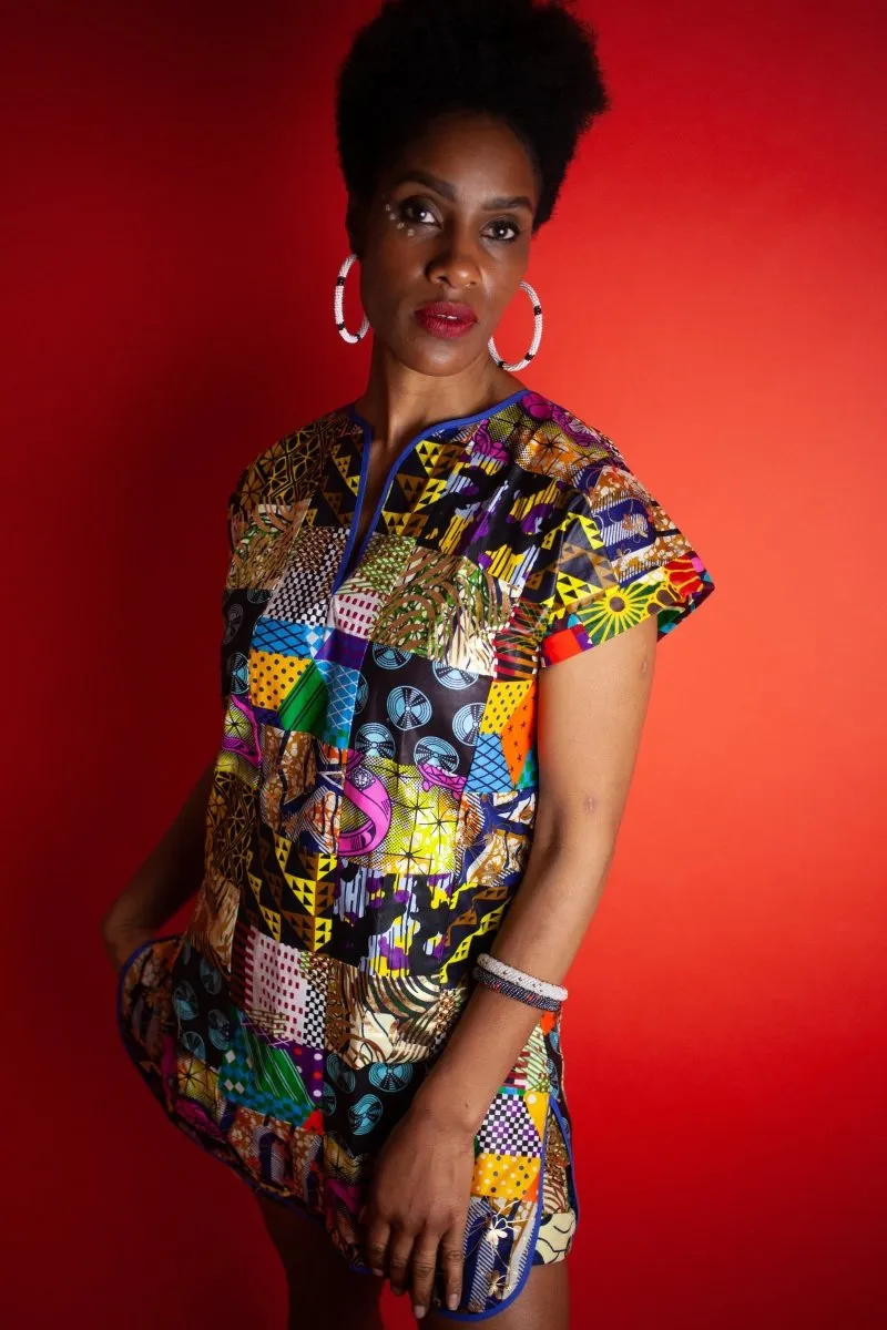African Dress In Crazy Patchwork