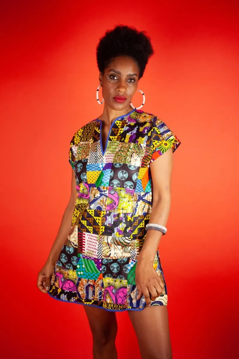 African Dress In Crazy Patchwork