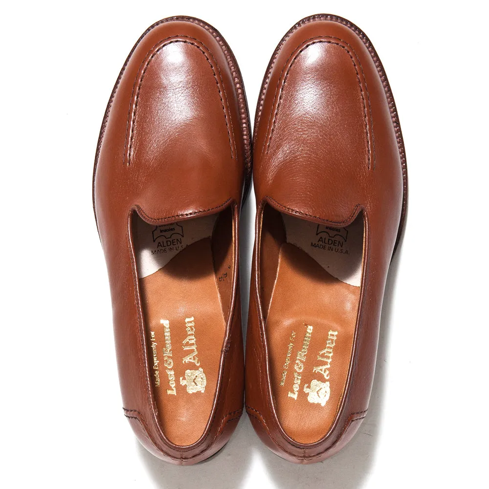 Alden Cognac Lady Calf Slip On With Mocc Stitch