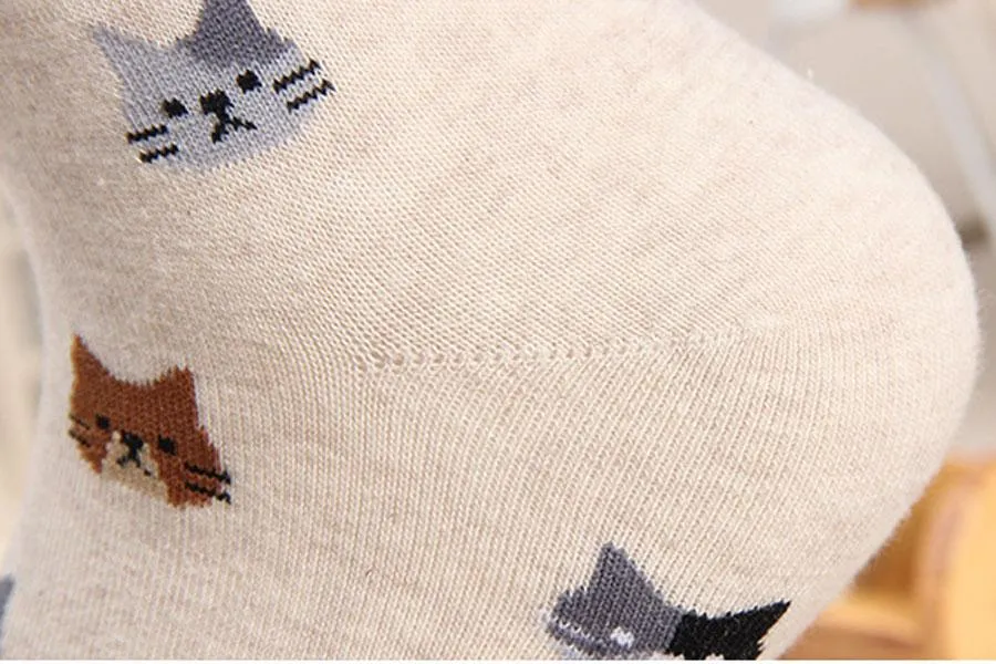 Animal Cartoon Prints Lovely Hosiery Socks for Women in 5 Colors