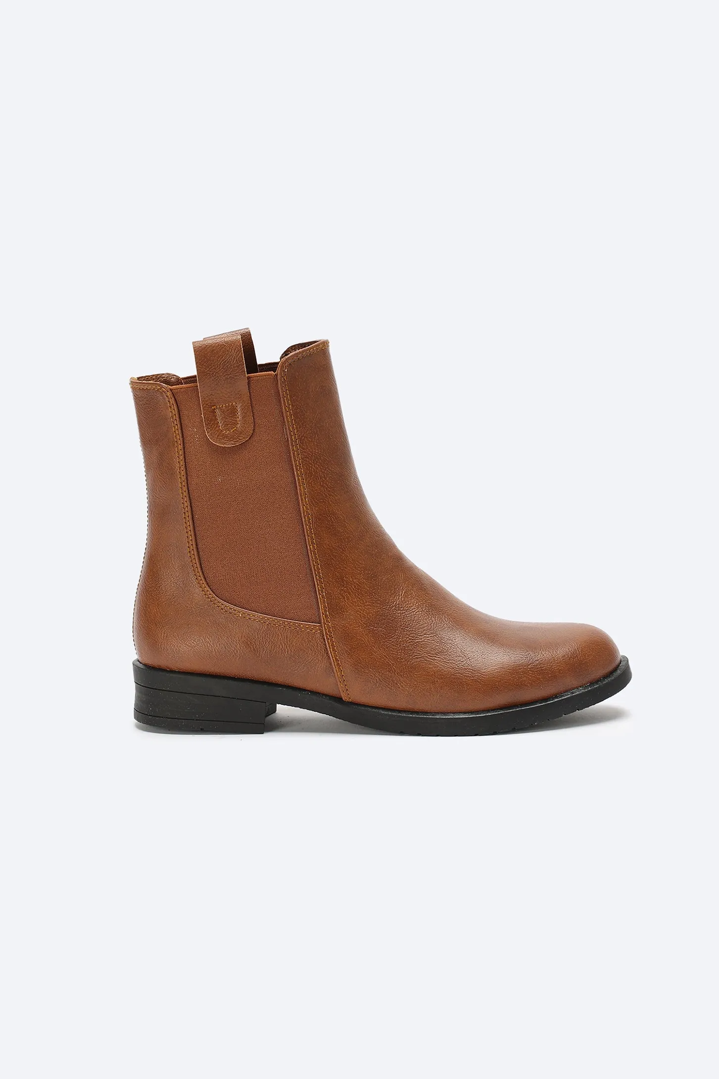 Ankle Boots - Elasticated Sides - Browns