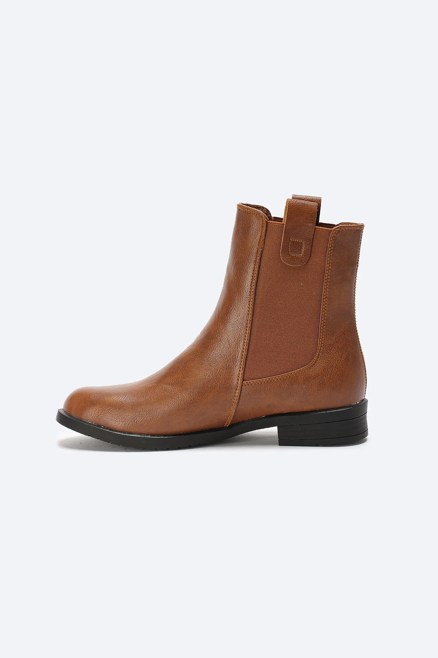 Ankle Boots - Elasticated Sides - Browns