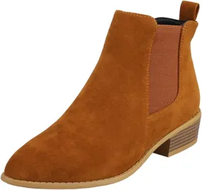 Ankle Boots for Women, Fashion Pointed Toe Chunky Block Heels Comfy Faux Stacked Low Heel Dressy Side Zipper Booties Shoes