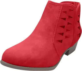 Ankle Boots for Women Womens Low Stacked Block Heel Fall Perforated Cut Out Ankle Booties Slip On Dress Short Boots