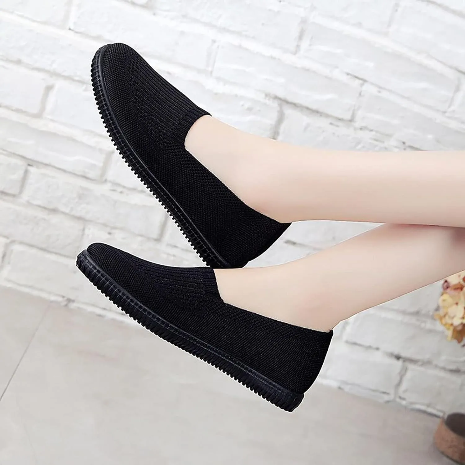 APUM Women's Flat Shoes - Solid Color Comfortable Classic Cute Fashion Skate Shoe Slip-on Breathable Casual flat sandals