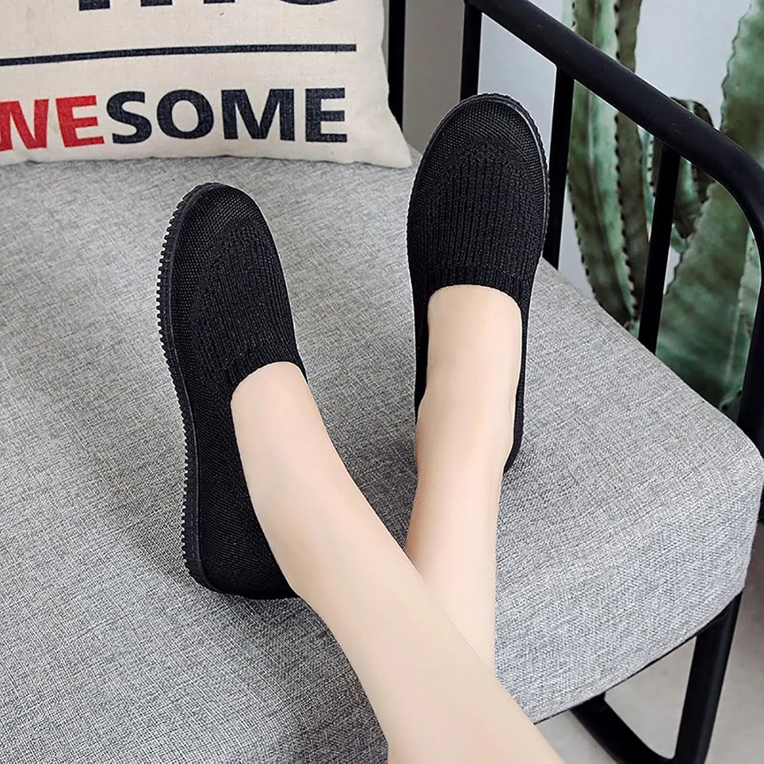 APUM Women's Flat Shoes - Solid Color Comfortable Classic Cute Fashion Skate Shoe Slip-on Breathable Casual flat sandals