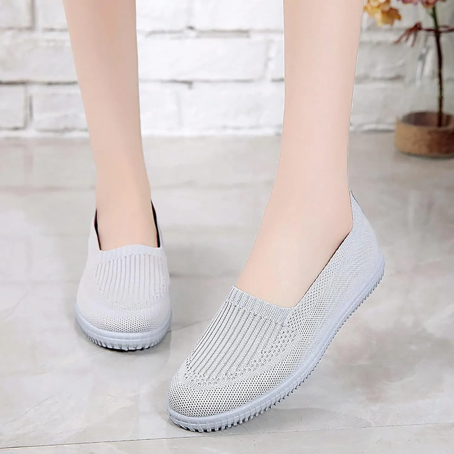 APUM Women's Flat Shoes - Solid Color Comfortable Classic Cute Fashion Skate Shoe Slip-on Breathable Casual flat sandals