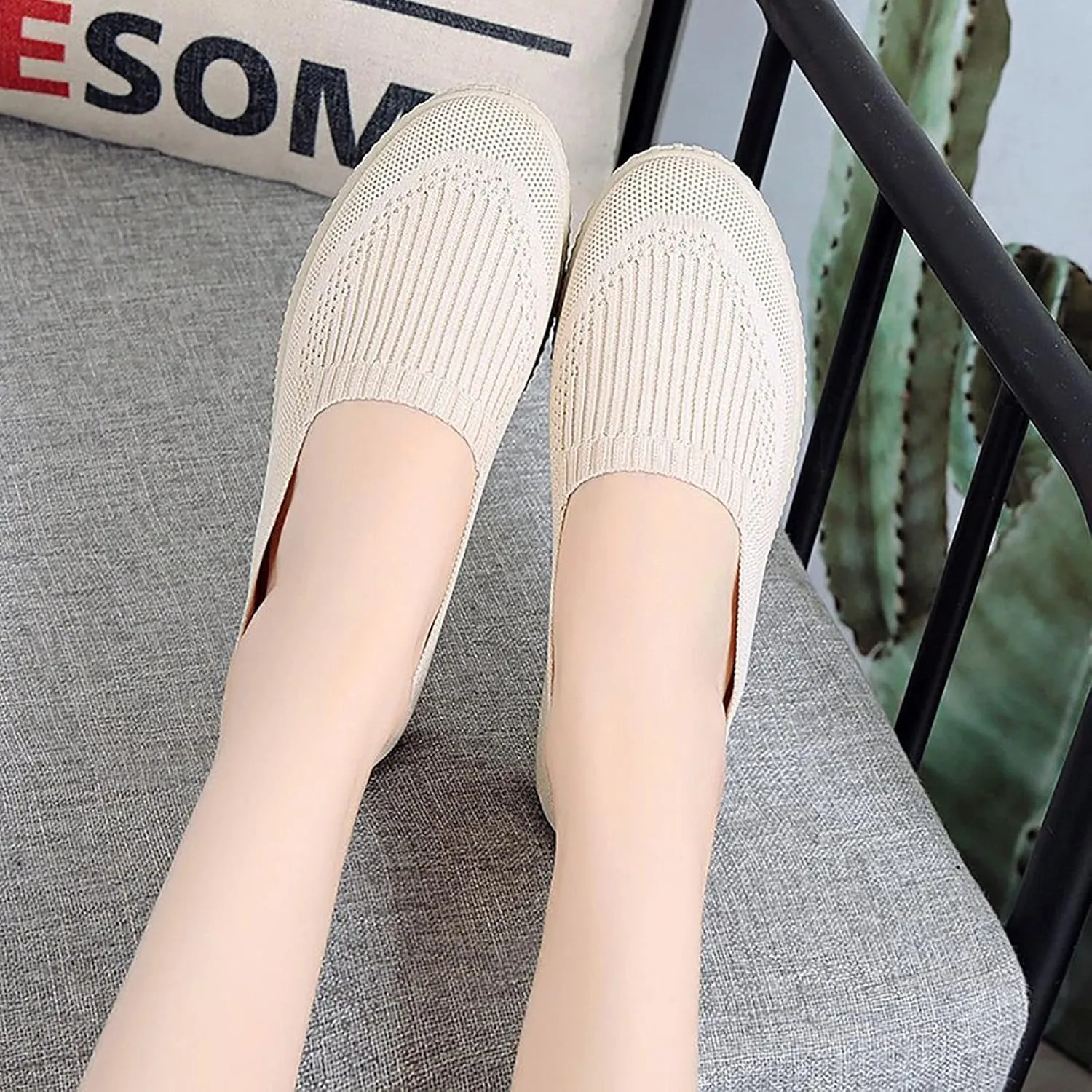 APUM Women's Flat Shoes - Solid Color Comfortable Classic Cute Fashion Skate Shoe Slip-on Breathable Casual flat sandals