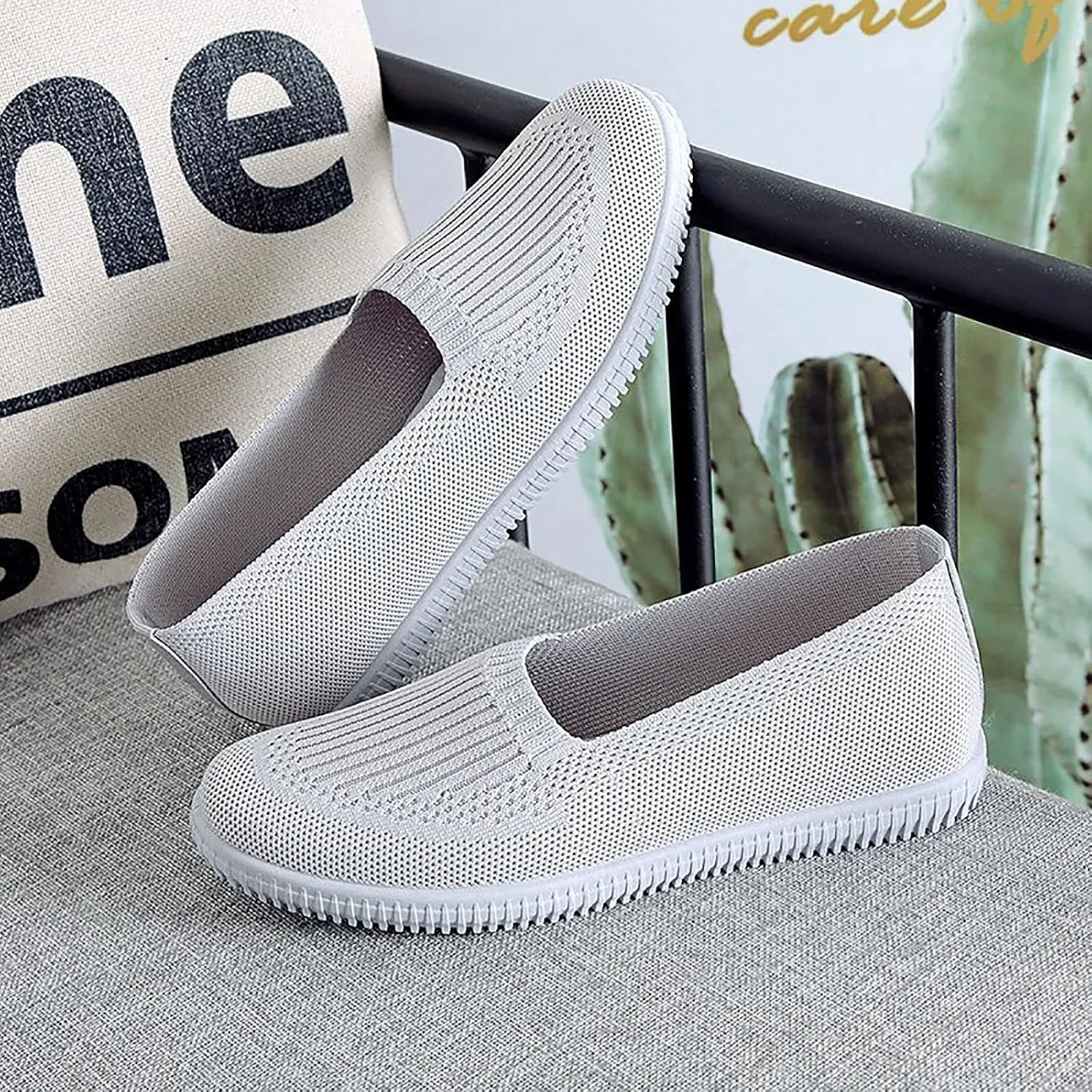 APUM Women's Flat Shoes - Solid Color Comfortable Classic Cute Fashion Skate Shoe Slip-on Breathable Casual flat sandals