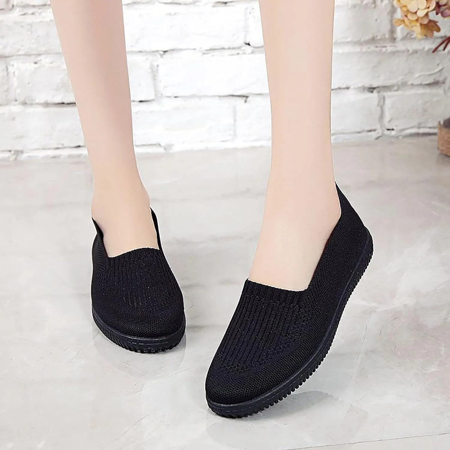 APUM Women's Flat Shoes - Solid Color Comfortable Classic Cute Fashion Skate Shoe Slip-on Breathable Casual flat sandals