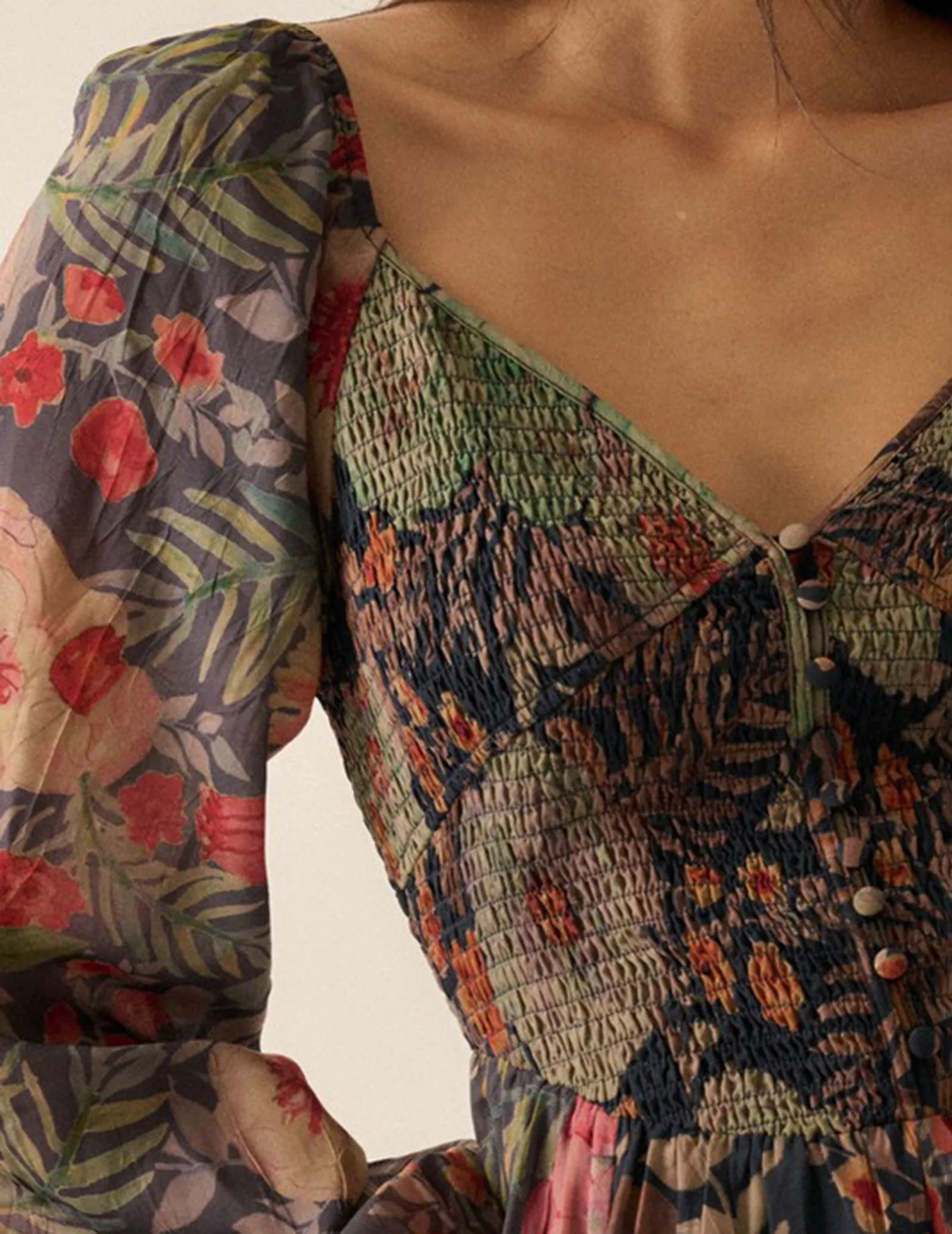 Asha Long Sleeve Black Floral Dress