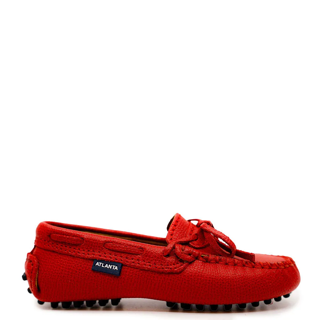 Atlanta Mocassin Red Pebbled Boat Loafer