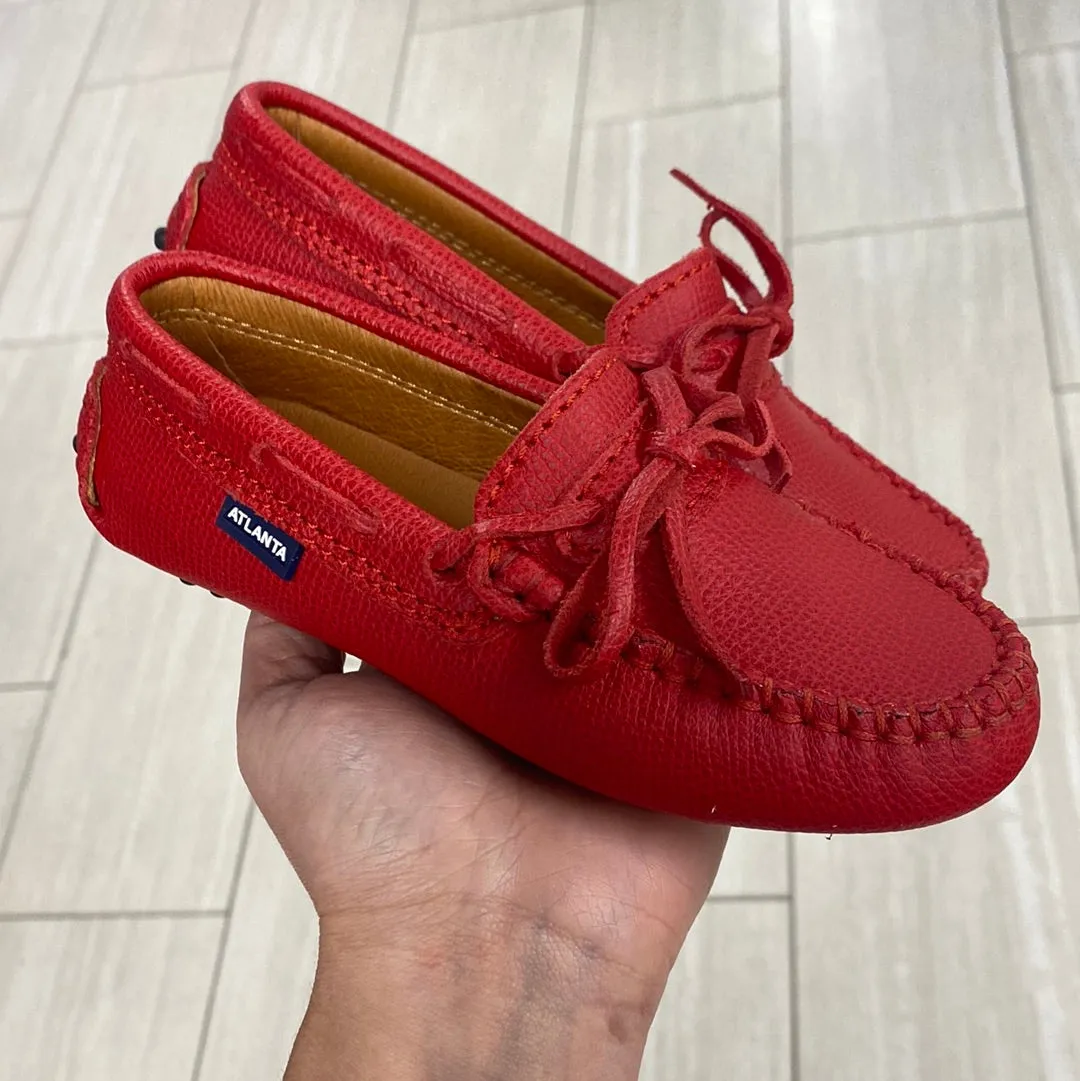Atlanta Mocassin Red Pebbled Boat Loafer