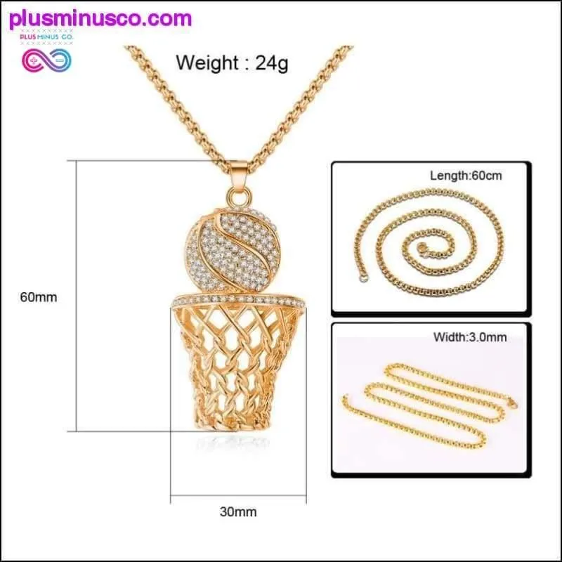 Basketball And Hoop Necklace Gold Silver Steel Chain Pendant