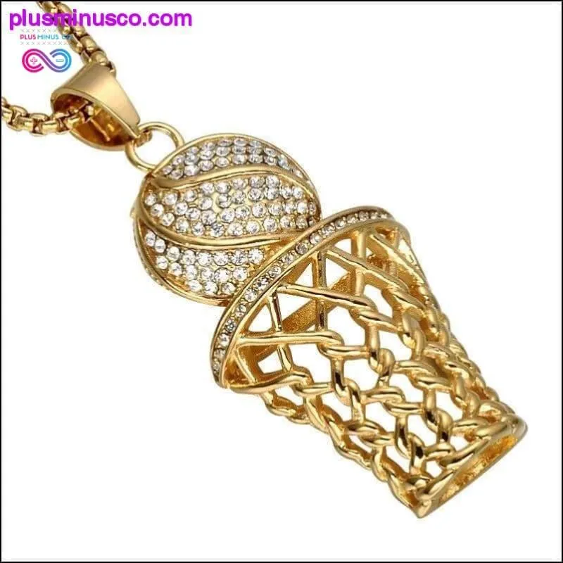 Basketball And Hoop Necklace Gold Silver Steel Chain Pendant